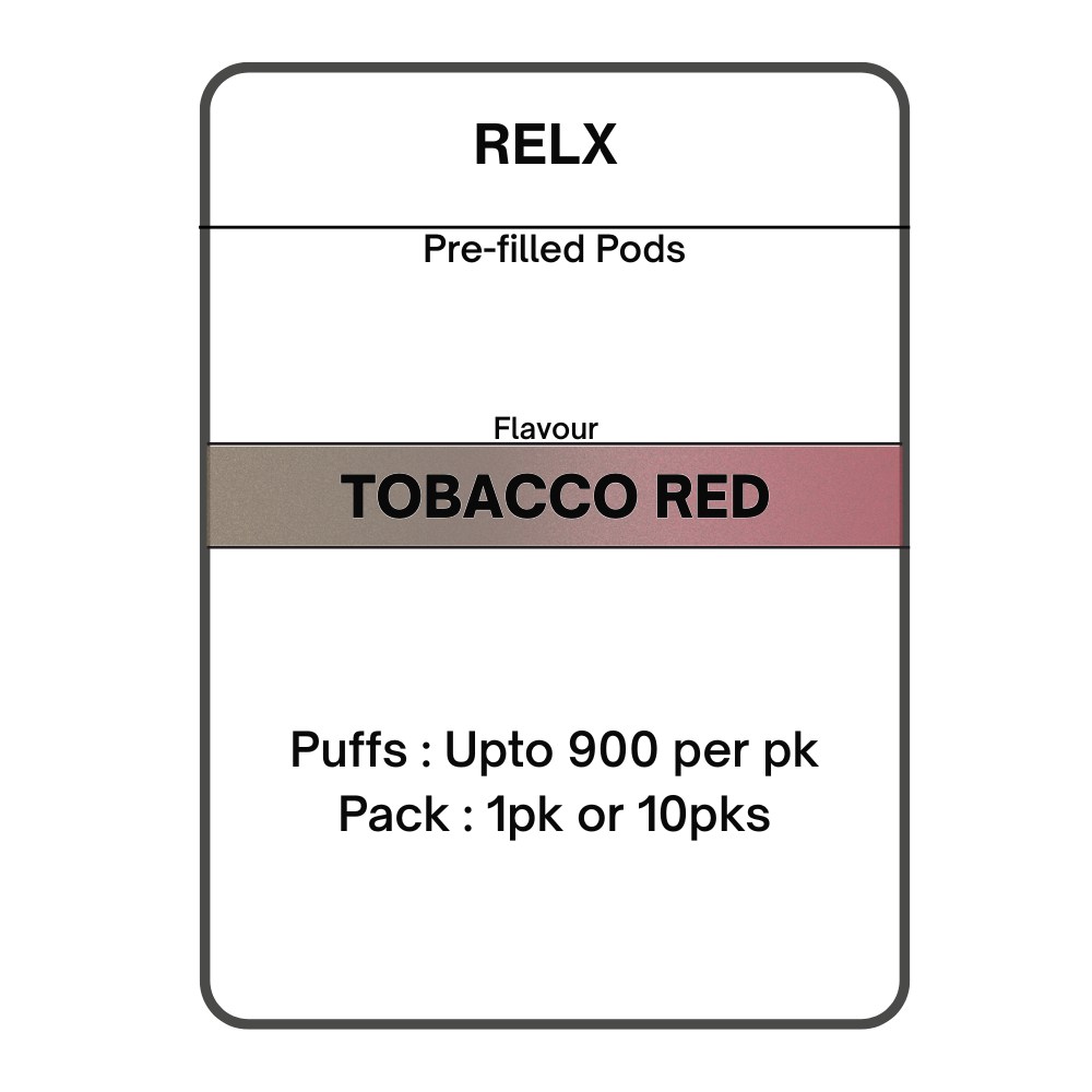 relx how many puffs per pod Tobacco Red